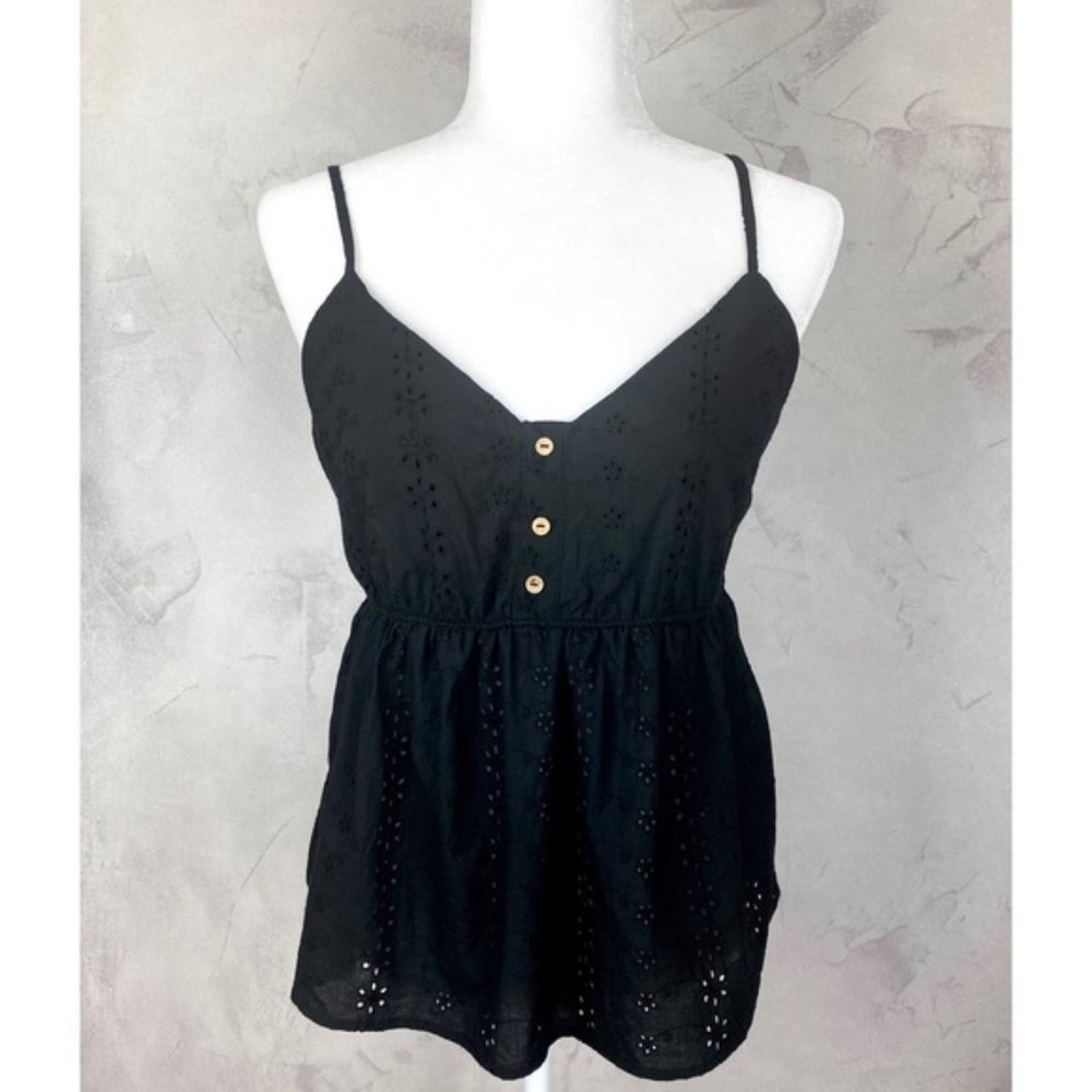 NWT Ambiance black ruffle casual cami top